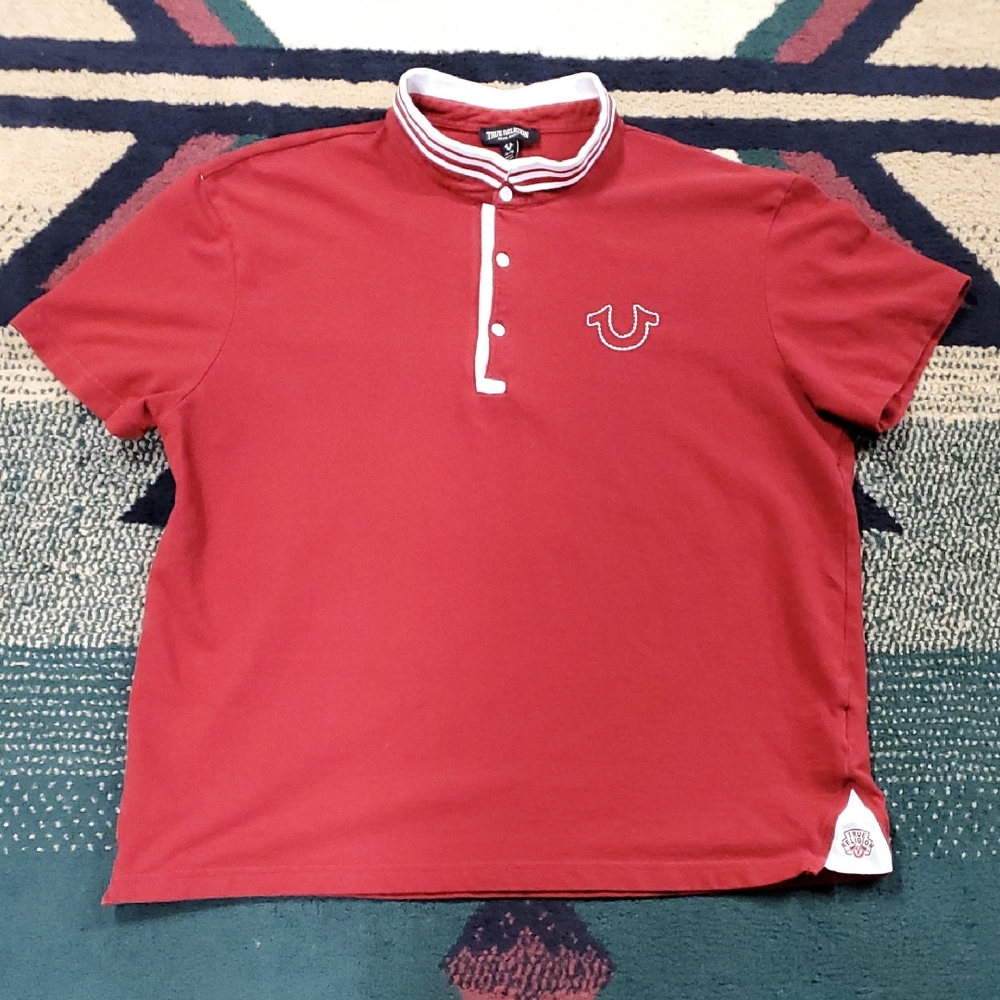 True Religion Crimson Polo with White Details